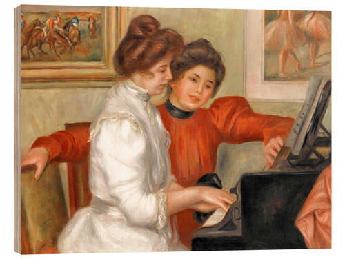 Hout print Yvonne and Christine Lerolle at the piano