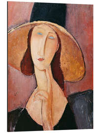 Magnettafel Jeanne Hebuterne mit einem großen Hut