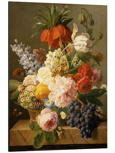Tableau en aluminium Nature morte aux fleurs et aux fruits