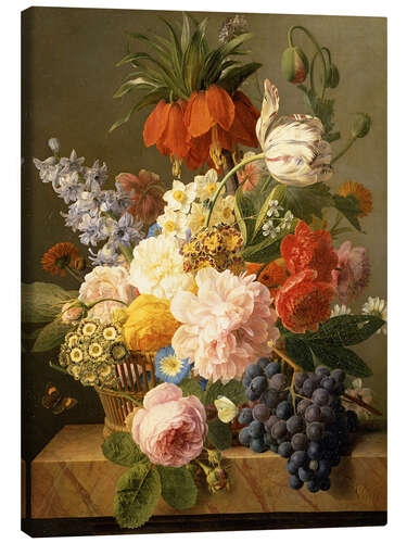 Canvas print Still Life with Flowers and Fruit