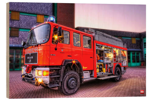 Stampa su legno Fire brigade ladder truck