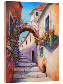 Wood print Mediterranean alley - Marita Zacharias