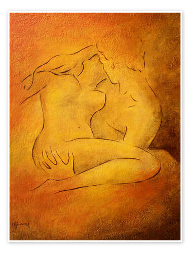 Poster Flaming passion - couple in love