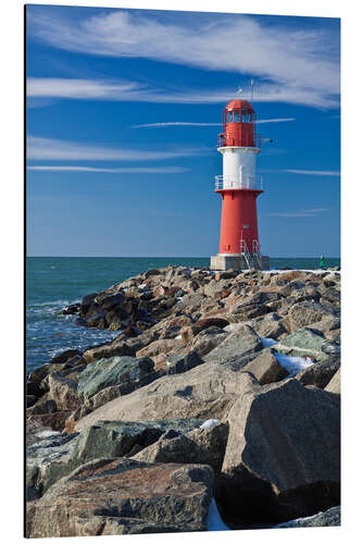 Stampa su alluminio Lighthouse on the Baltic Sea coast in Warnemuende (Germany)
