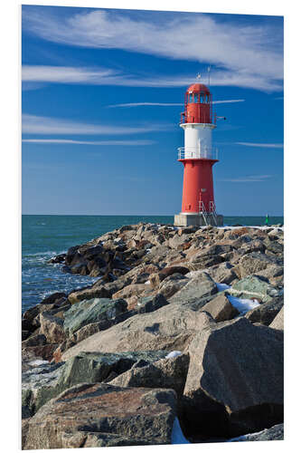 PVC-tavla Lighthouse on the Baltic Sea coast in Warnemuende (Germany)