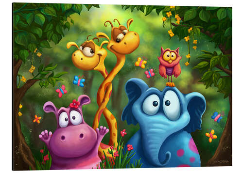 Aluminium print Jungle animals