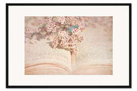 Gerahmter Kunstdruck Buch und Wildblumen