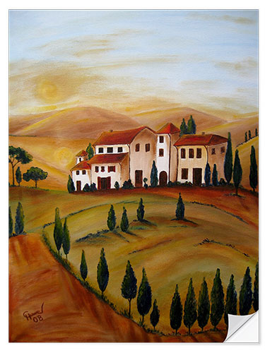 Muursticker Sunrise in Tuscany
