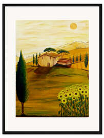 Gerahmter Kunstdruck Sonnenblumen in der Toskana