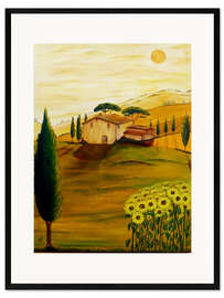 Kunsttryk i ramme Sunflowers in Tuscany