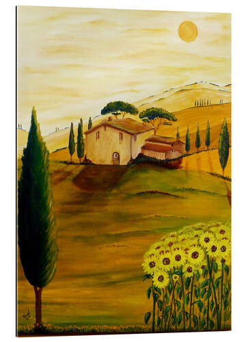 Quadro em plexi-alumínio Sunflowers in Tuscany