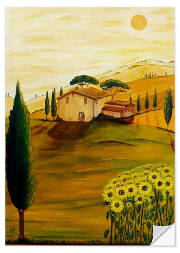 Muursticker Sunflowers in Tuscany