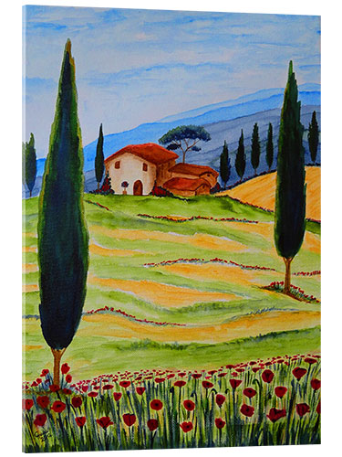 Akrylbillede Flowering Poppies of Tuscany 4