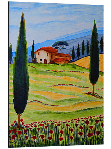 Aluminium print Flowering Poppies of Tuscany 4