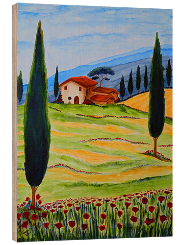 Stampa su legno Flowering Poppies of Tuscany 4