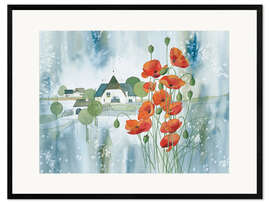 Gerahmter Kunstdruck Blühender Mohn