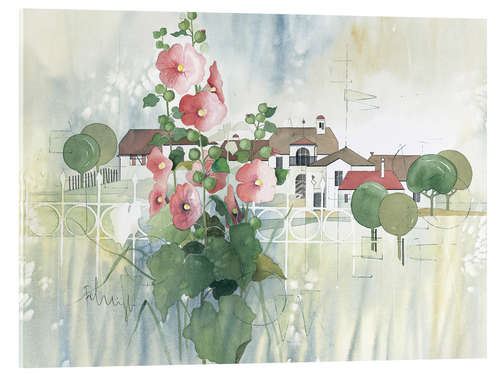 Cuadro de metacrilato Rural Impression with hollyhocks