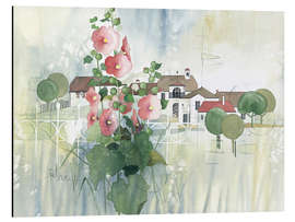 Alubild Ländliche Impression mit Malven