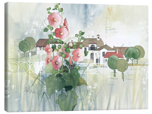 Obraz na płótnie Rural Impression with hollyhocks