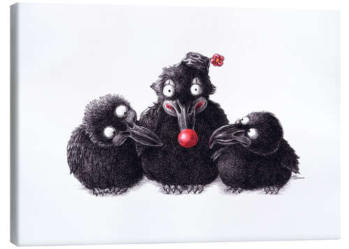 Canvas-taulu Three Ravens, One Clown