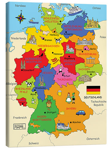 Canvas print German states for children (German)