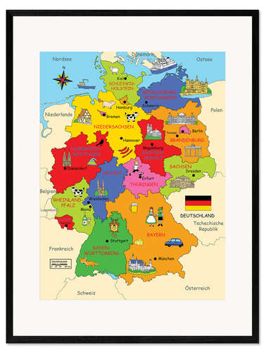 Framed art print German states for children (German)