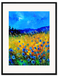 Gerahmter Kunstdruck Romantisches Kornblumenfeld