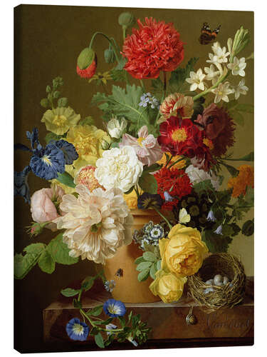 Canvas print Flower Still Life on a marble ledge