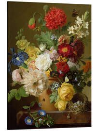 Magnettafel Blumen-Stillleben auf einem Marmor-Leiste