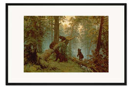 Gerahmter Kunstdruck Morgen in einem Kiefernwald