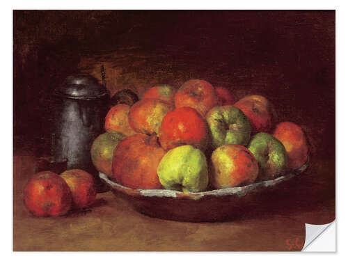 Muursticker Still Life with Apples and a Pomegranate