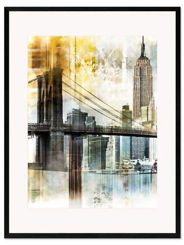 Ingelijste kunstdruk Skyline New York Fraktal II