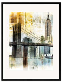 Ingelijste kunstdruk Skyline New York Fraktal II