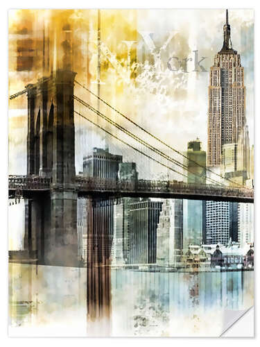 Vinilo para la pared Skyline de Nueva York, en abstracto Fractal