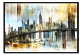 Gerahmter Kunstdruck Skyline New York Abstrakt Fraktal