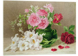 Akryylilasitaulu  Roses and lilies - Mary Elizabeth Duffield