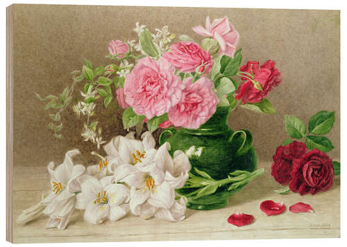 Tableau en bois Roses et lys