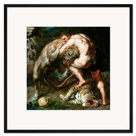 Gerahmter Kunstdruck Herkules kämpft gegen den nemeischen Löwen 