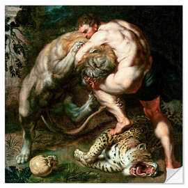 Muursticker Hercules Fighting the Nemean Lion