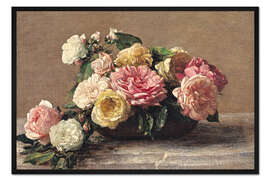 Gerahmter Kunstdruck Rosen in einer Schale