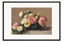 Gerahmter Kunstdruck Rosen in einer Schale