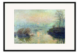 Gerahmter Kunstdruck Sonnenuntergang über der Seine bei Lavacourt, Winter Effekt