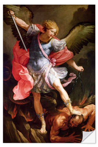 Muursticker The Archangel Michael defeating Satan