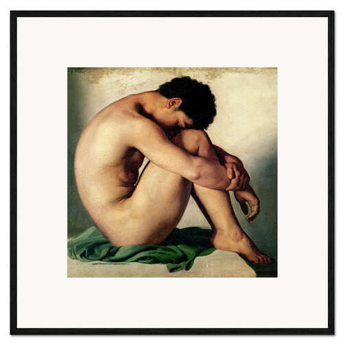 Ingelijste kunstdruk Study of a Nude Young Man