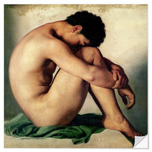 Självhäftande poster Study of a Nude Young Man