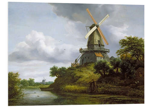 Foam board print Windmill on a river