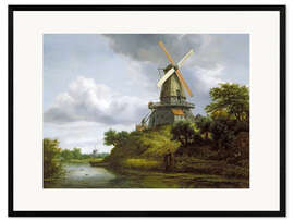 Kehystetty taidepainatus Windmill on a river