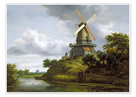 Poster Moulin à vent sur une rivière