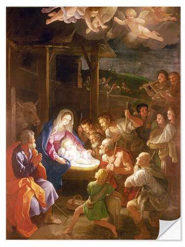 Selvklebende plakat The Adoration of the Shepherds