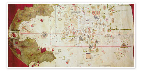Poster Mappa Mundi del 1500 circa